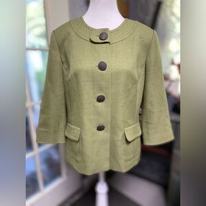 Perceptions women’s size 12 Petite Sage Green retro style Blazer. Professional